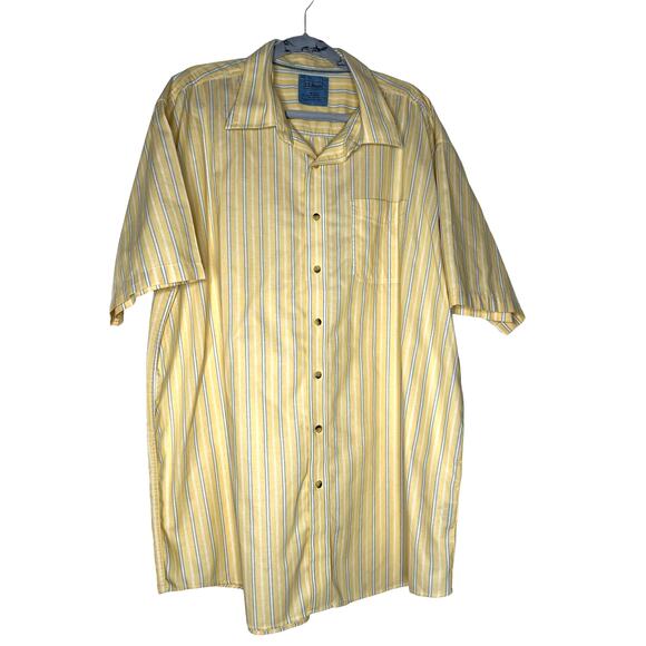 L.L. Bean Men's Button-down Shirt in Yellow w/Blue White Stripe Size XXL Tall - Picture 1 of 5